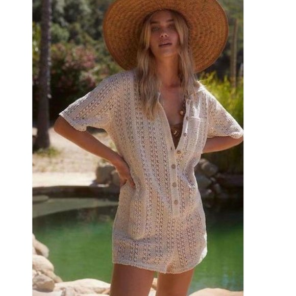 Free People Pants - Free People FP Beach Wave Maker Romper 
Cream Size small but runs large
